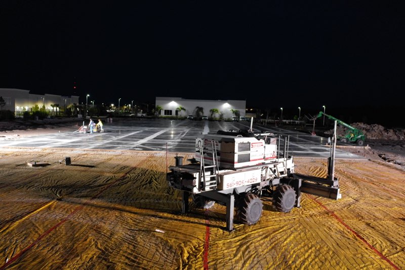 3D Laser Screed in action at night - Superior Pump & Screed Florida